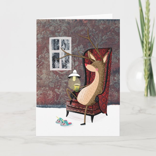 Cartão De Festividades Rena fino (Frente)