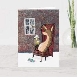 Cartão De Festividades Rena fino