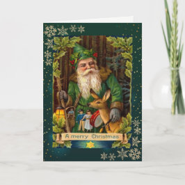 Cartão De Festividades Rena,Flocos de Neve,Cartão de Natal Antigo