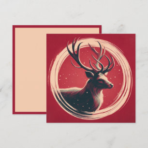 Cartão De Festividades Renagem de Natal Ilustração Boho Contemporânea