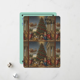 Cartão De Festividades Renaissance Nativity Santa Christmas Card 5x7