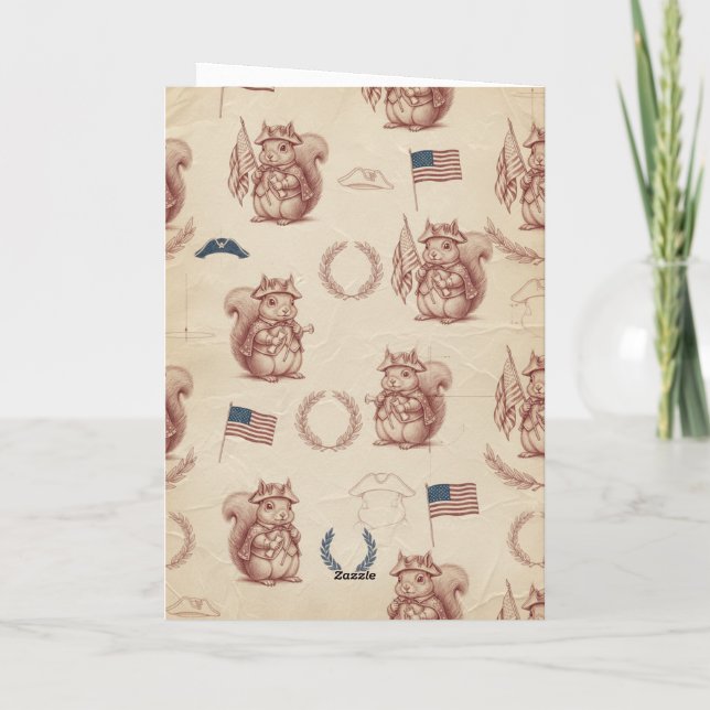Cartão De Festividades Renaissance Sanguine Patriotic Squirrel Card (Verso)