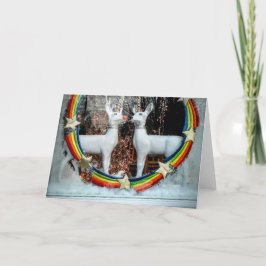 Cartão De Festividades Renas de Natal Folheado