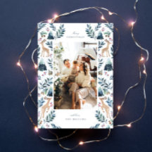 Renas Pintadas à Aguarela na Foto da Floresta