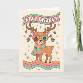 Cartão De Festividades Renascer Groovy Rena de Natal Feliz