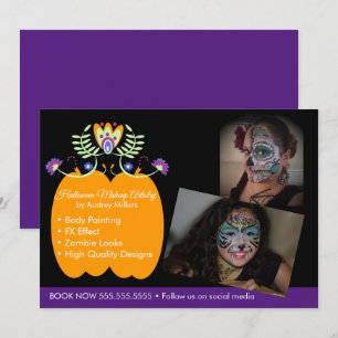 Cartão De Festividades Reserva de Artista de Maquiagem de Halloween
