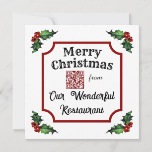 Cartão De Festividades Restaurante de código QR personalizado Feliz Natal