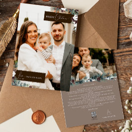 Cartão De Festividades Retrato da família dos Natais vintages Brown Green