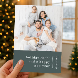 Cartão De Festividades Retrato da família natalina | Floresta Verde Mínim