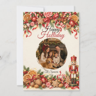 Cartão De Festividades Retrato de Família de Natal Caprichoso com Quebra-