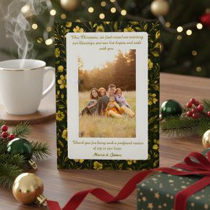 Cartão De Festividades Retrato de Natal com Xadrez Verde Luxuoso