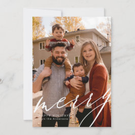 Cartão De Festividades Retrato de página inteira com Merry em script