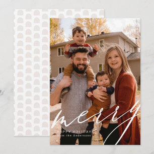 Cartão De Festividades Retrato de página inteira com Merry em script