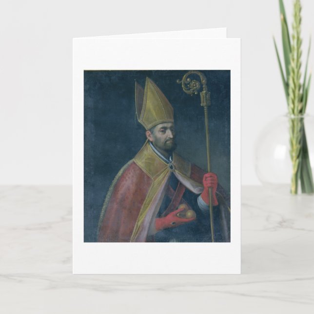 Cartão De Festividades Retrato de São Nicolau, 1700 (óleo em canvas) (Frente)