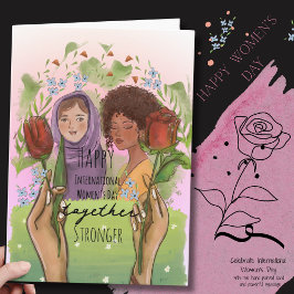 Cartão De Festividades Retrato do Dia das Mulheres Juntas Mais Fortes