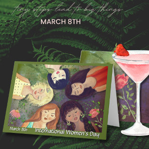 Cartão De Festividades Retrato multiétnico do Dia Internacional da Mulher