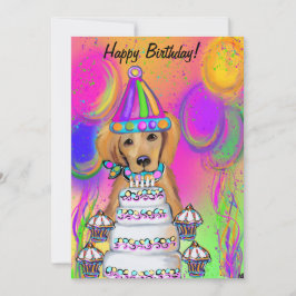 Cartão De Festividades Retriever Dourado