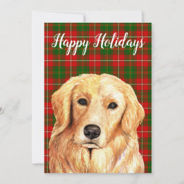 Cartão De Festividades Retriever Dourado Aquarela Personalizado
