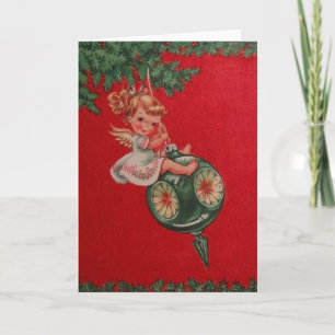 Cartão De Festividades Retro Angel Christmas Greeting Card