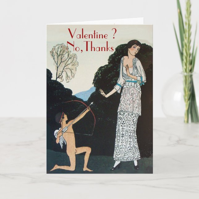 CARTÃO DE FESTIVIDADES RETRO ANTI VALENTINE NO DIA DO MONOGRAMA DO SELO V (Frente)