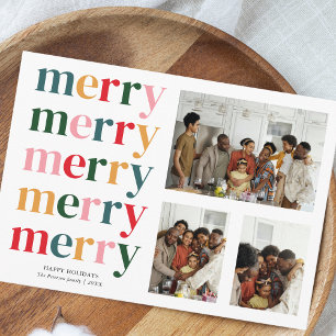 Cartão De Festividades Retro Bold Felry Natal Moderno Mínimo 3 Foto