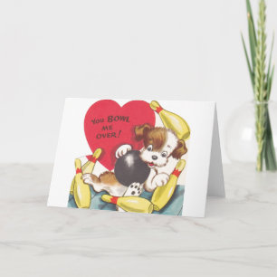 Cartão De Festividades Retro Bowling Puppy Valentine's Day Card
