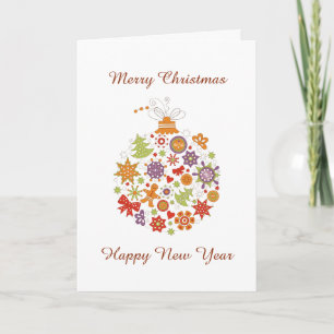 Cartão De Festividades Retro Christmas Ornament Christmas Greeting Card