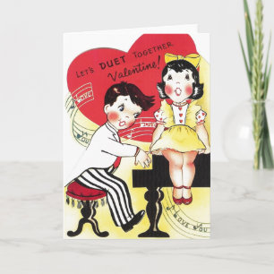 Cartão De Festividades Retro Duet Love Song Valentine's Day Card