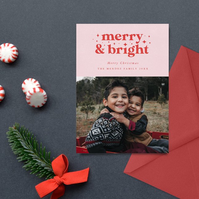 Cartão De Festividades Retro Feliz e Brilhante Natal em Família (Criador carregado)