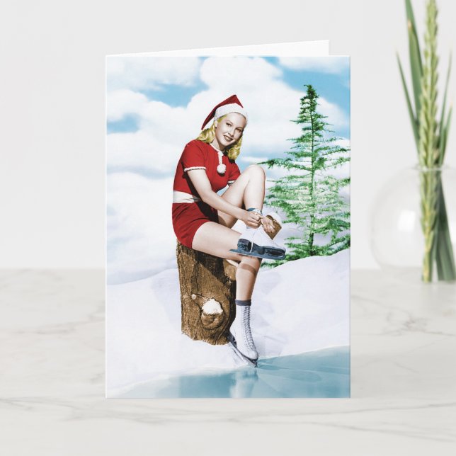 Cartão De Festividades Retro Feliz Natal de 1940 (Frente)