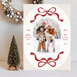 Cartão De Festividades Retro Festivo Trendy Red Arcos Oval Foto