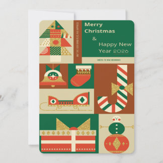 Cartão De Festividades Retro Geometric Christmas Greeting Card – Festive.