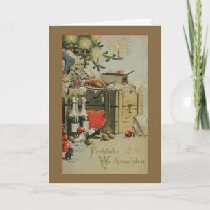 Cartão De Festividades Retro German Fröhliche Weihnachten Christmas Card