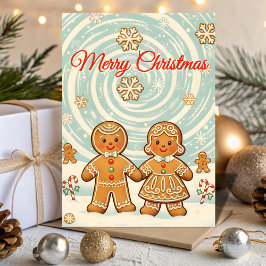 Cartão De Festividades Retro Gingerbread Blizzard Natal