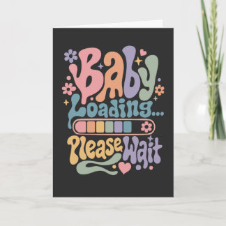 Cartão De Festividades Retro Groovy Bebê Carregando Por Favor Aguarde Mat