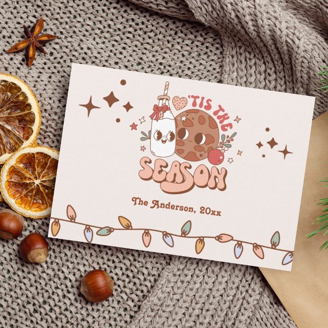 Cartão De Festividades Retro Groovy Esta Foto De Natal Da Estação (Criador carregado)