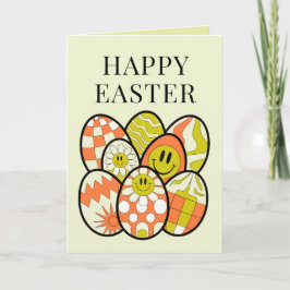 Cartão De Festividades Retro Groovy Happy Easter Personalized Card
