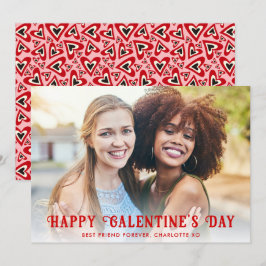 Cartão De Festividades Retro Groovy Hearts Happy Gelantine's Day Photo