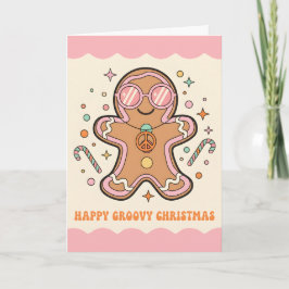 Cartão De Festividades Retro Groovy Homem de Neve de Natal Feliz Natal