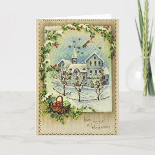 Cartão De Festividades Retro Italian Christmas and New Year Card