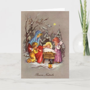 Cartão De Festividades Retro Italian Christmas Nativity Greeting Card