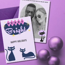 Cartão De Festividades Retro Merry and Bright Christmas Photo