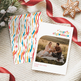 Cartão De Festividades Retro Merry Christmas Family Photo Wish