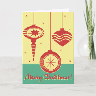 Cartão De Festividades Retro Merry Christmas Ornaments Card