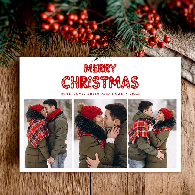 Cartão De Festividades Retro Merry Christmas Red  (Criador carregado)