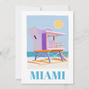 Cartão De Festividades "Retro Miami Lifeguard: Vintage Beach Vibes