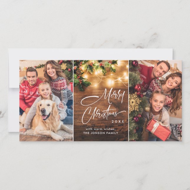 Cartão De Festividades Retro MistletoRustic Felry Saudação de Natal (Frente)