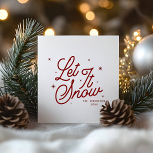 Cartão De Festividades Retro Moderno Deixar Que Ele Neve Script De Natal