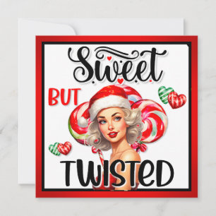 Cartão De Festividades Retro Natal Doce e Torcido Pin-up