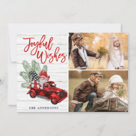 Cartão De Festividades Retro Natal Joyful Deseja o Caminhão Vermelho 2 FO